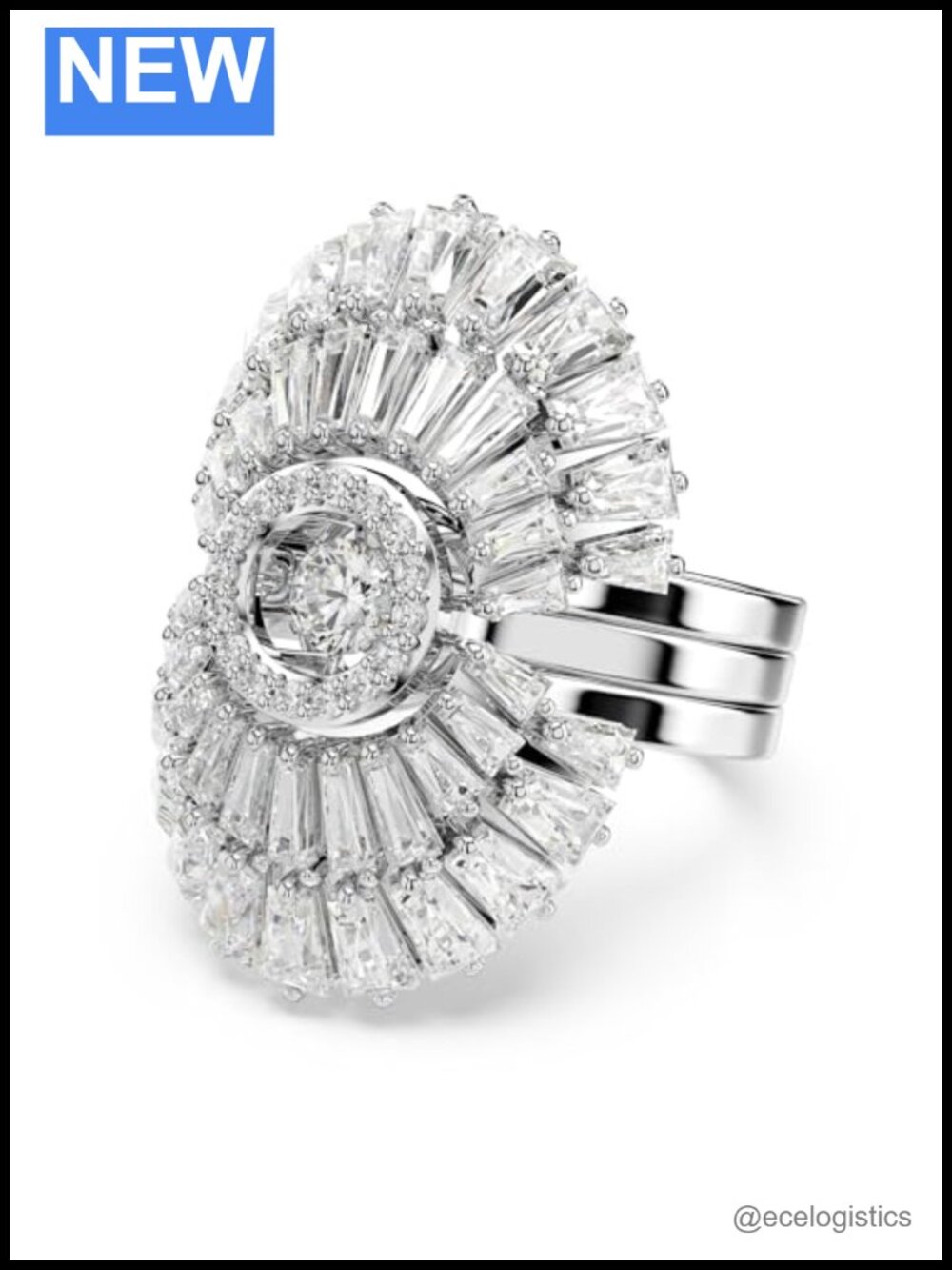 Swarovski Idyllia 3-Piece Stackable Ring Set Rhodium Plated Size 6